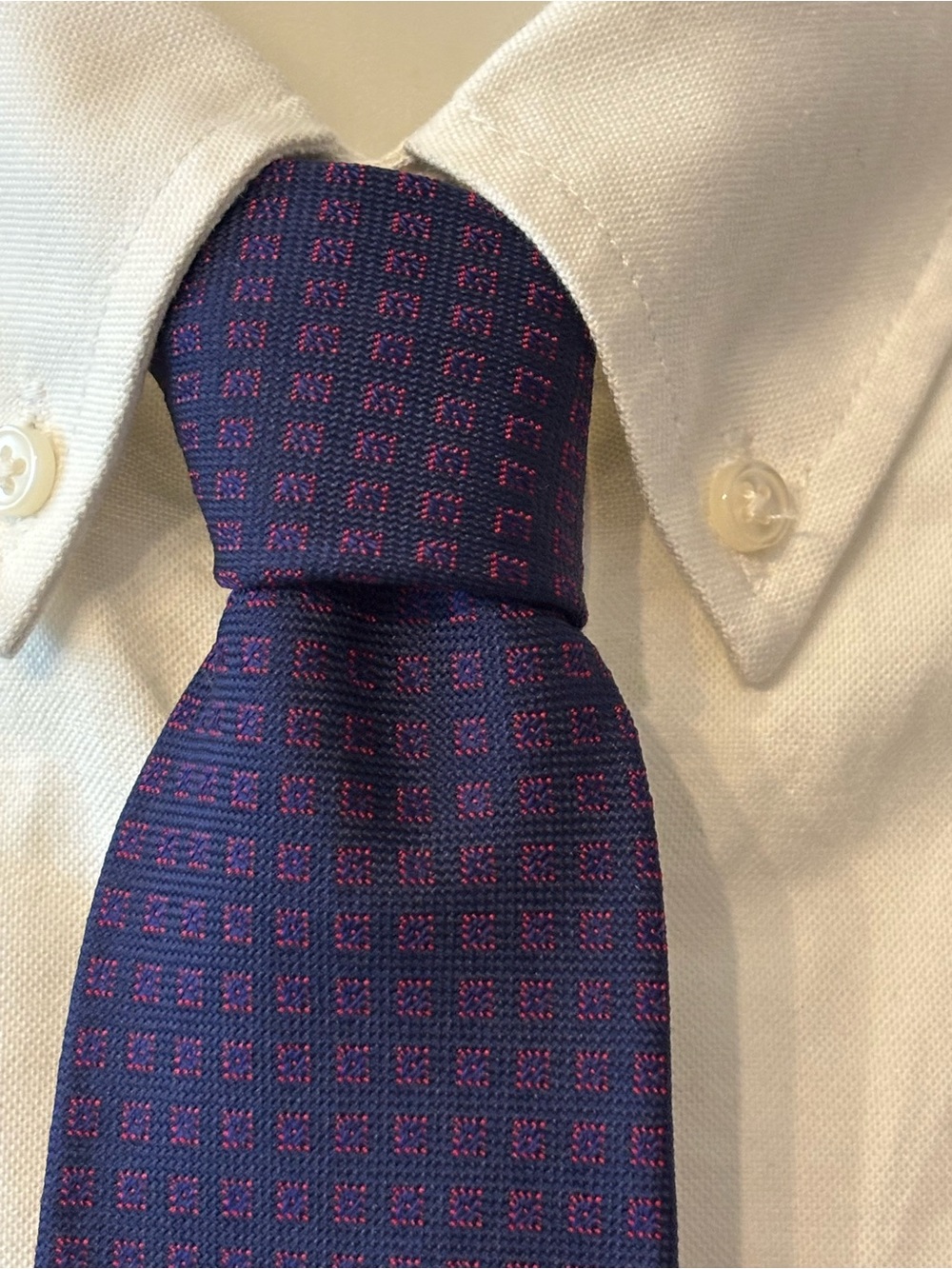 Thomas Pink Navy & Pink Micro Geometric Silk Tie Woven England